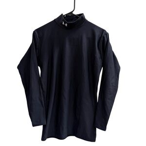 UNDER ARMOUR Coldgear Mock Neck Long Sleeve Base Layer Shirt Black Size Large